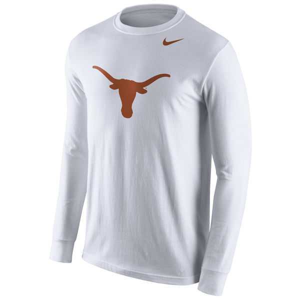 Texas Longhorns Nike Cotton Logo Long Sleeve WEM T-Shirt - White,We sell and wholesale Texas Longhorns Nike Cotton Logo Long Sleeve WEM T-Shirt - White on line form chian!